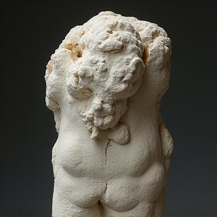 Scultura antica danneggiata prima del restauro